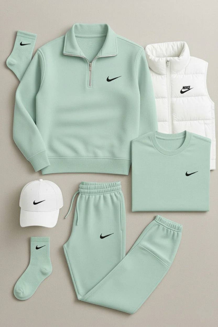 NK™ Winter Set – Fleece Tracksuit + Logo T-Shirt + Winter Puffer Jacket