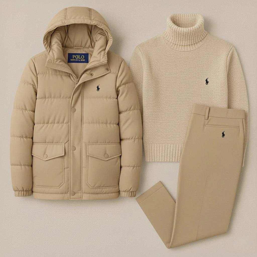RL™ – Elegant Winter Set (Sweater, Pant, Puffer Jacket)