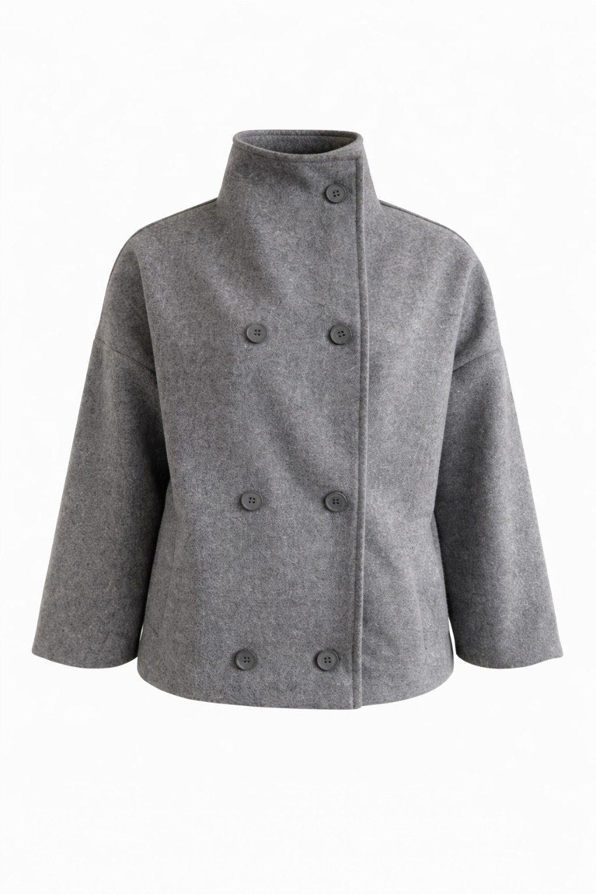 Minimal Wool-Blend Short Coat