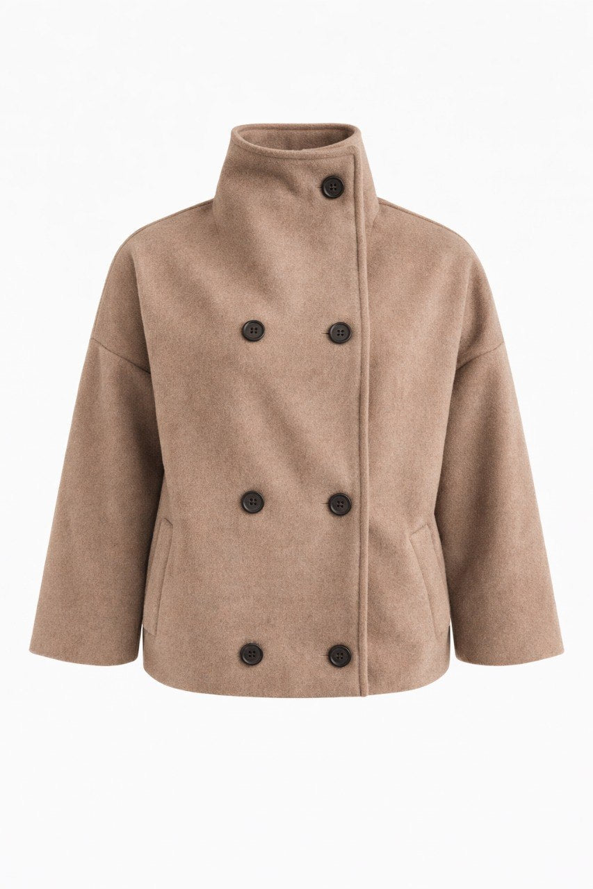 Minimal Wool-Blend Short Coat