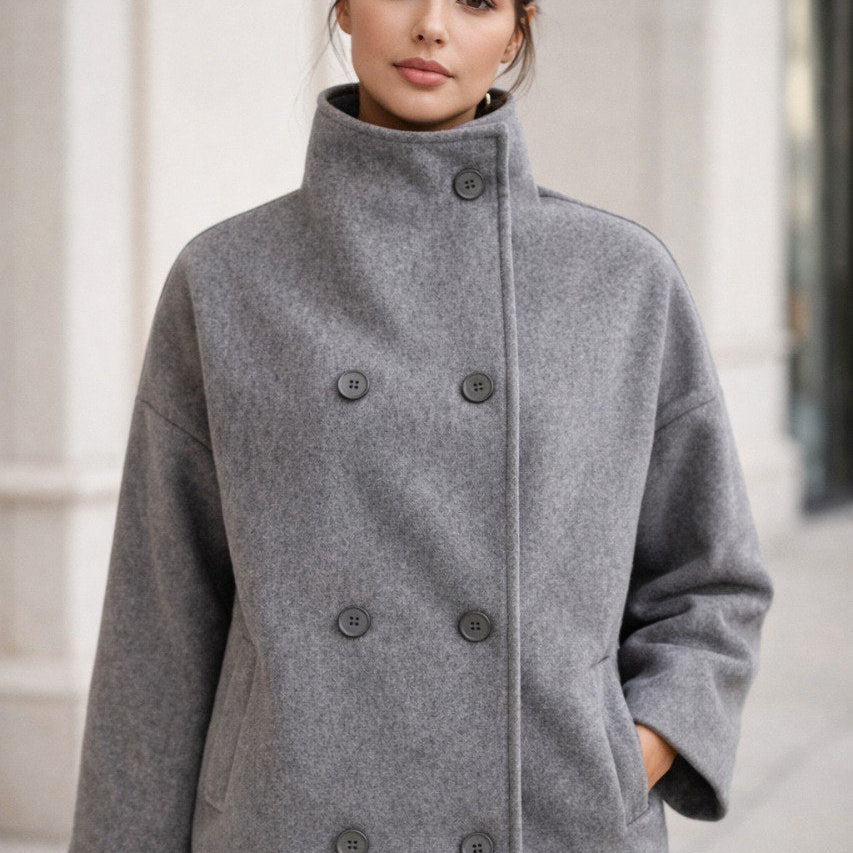 Minimal Wool-Blend Short Coat