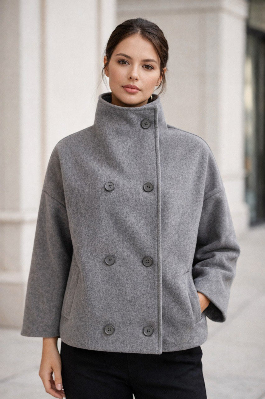 Minimal Wool-Blend Short Coat