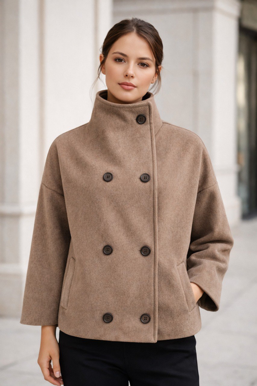 Minimal Wool-Blend Short Coat