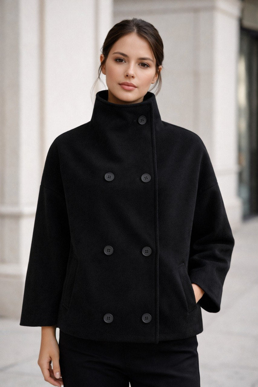 Minimal Wool-Blend Short Coat