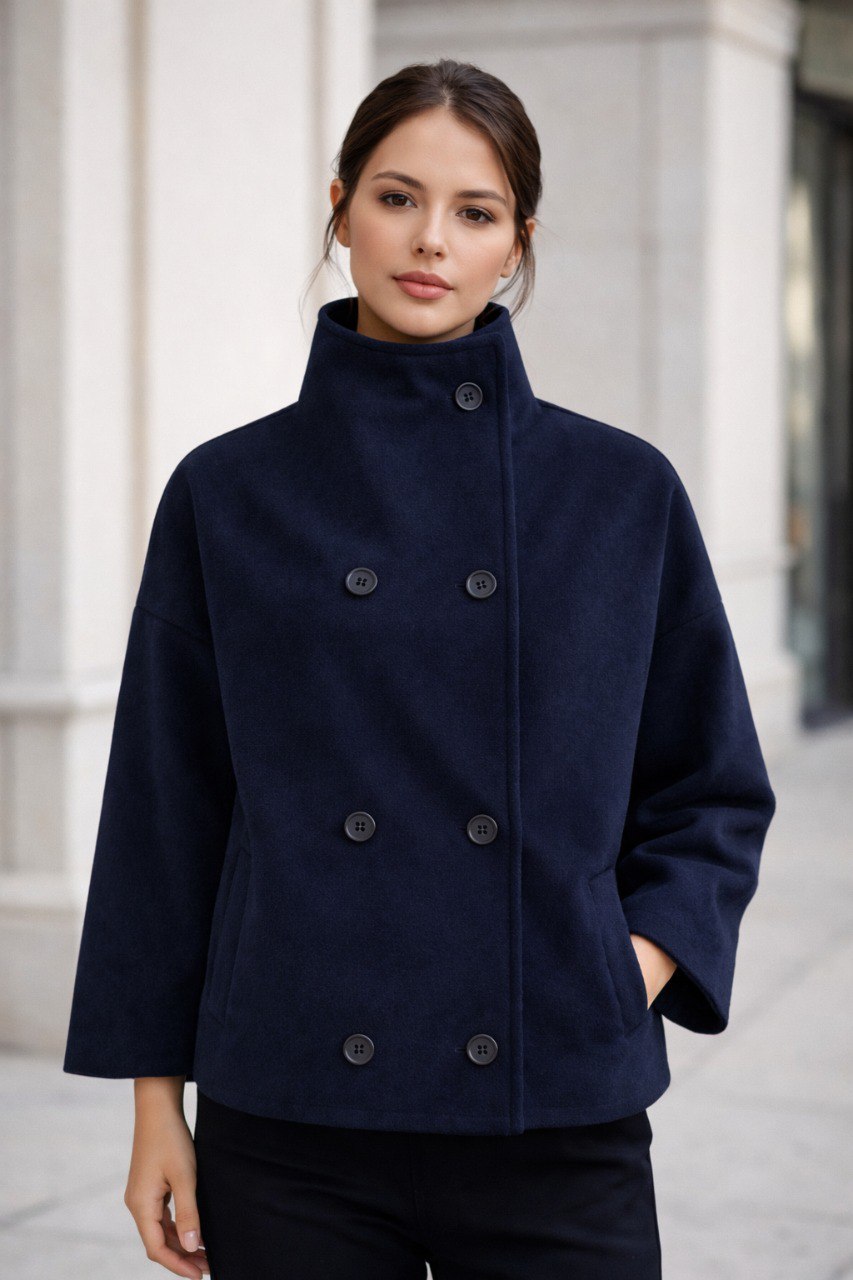 Minimal Wool-Blend Short Coat